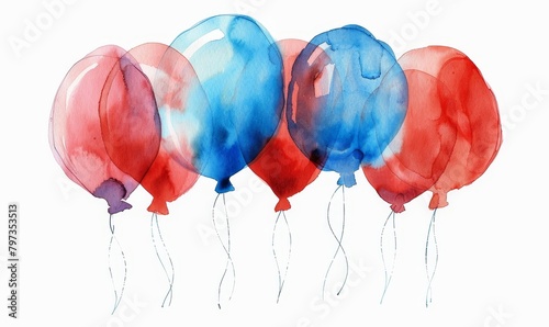 Watercolor 60th birthday clip art with 60 figures and balloons isolated on white background  Generative AI