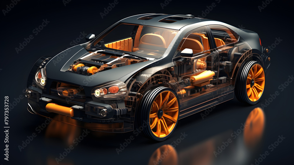 Naklejka premium Car Machine Icon 3d