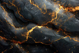 Abstract background of black marble with golden veins. Created with Ai