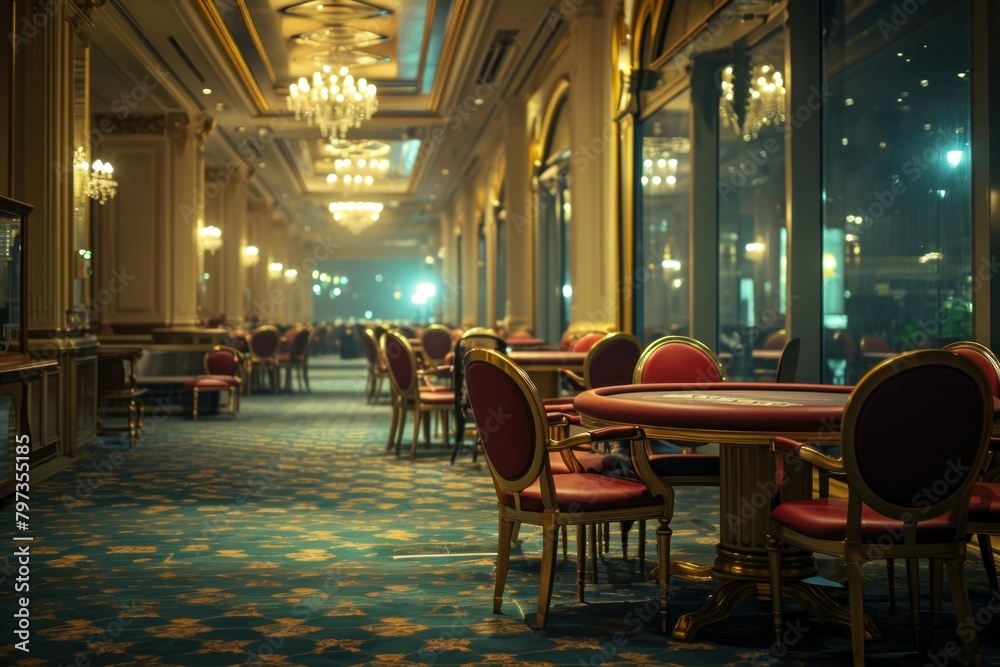 Empty scene of casino furniture chair city.