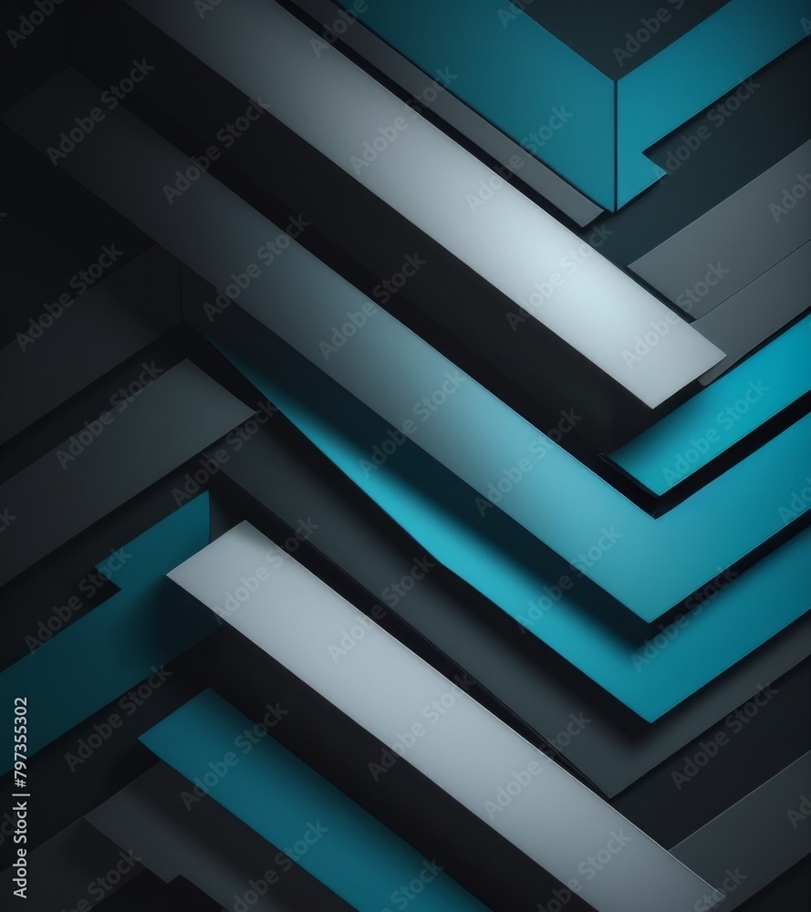 Obraz premium A sleek and modern background with geometric patterns in shades of blue, grey, black, and silver. 