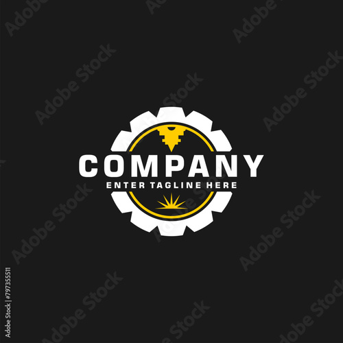 Laser Cutting Machine Logo Design Vector, CNC Laser Machine, icon, Laser Engraving Machine logo symbol