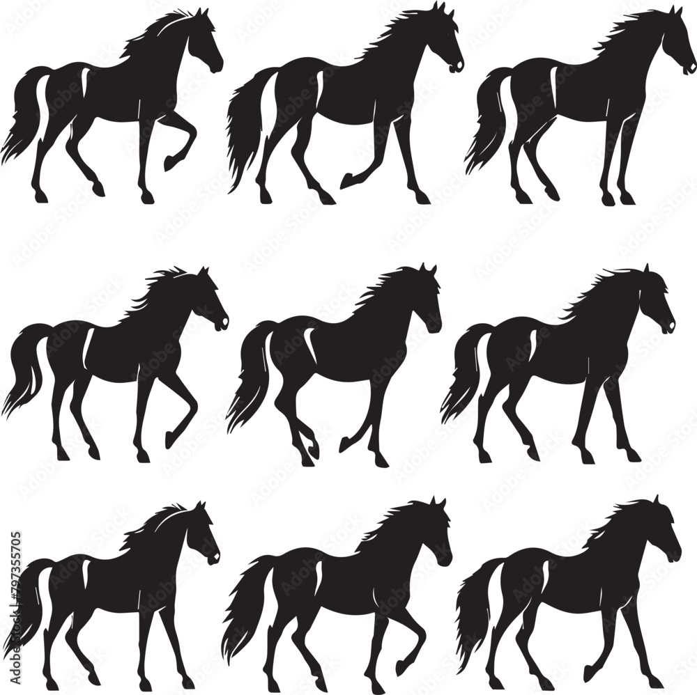 horse silhouettes set horse silhouettes set