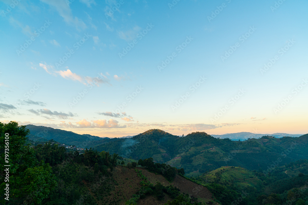 beautiful mountain hill with sky