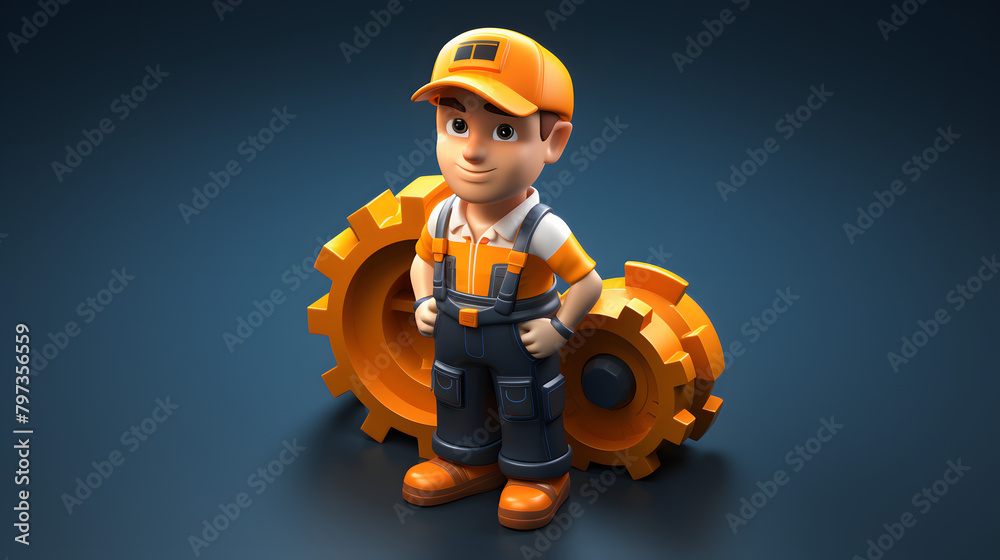 Factory mechanic icon 3d Factory mechanic icon 3d