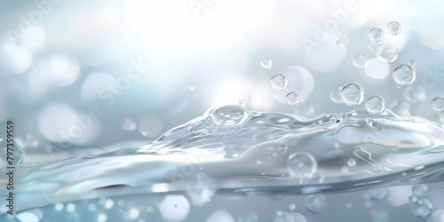 water drops and bubbles  Collagen Skin Serum and Vitamin   bubbles in water  for beauty skin care cosmetics  spa products abstract oil bubbles or face serum background. Oil and water bubbles. banner