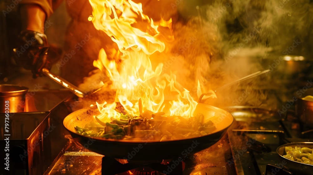 a cook cooking hot curry with spices