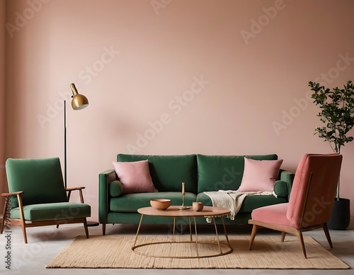 Frame mockup, ISO A paper size. Living room poster mockup. Interior mockup with house white background. Modern interior design. 3D render