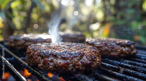The sizzle of burgers on the grill signaled the start of a backyard barbecue feast. photo
