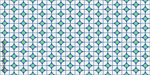 Tessellation tile pattern. Seamless beautiful contemporary pavement texture in vector. Blue, green and cream print and digital wallpaper resource. (ID: 797364310)