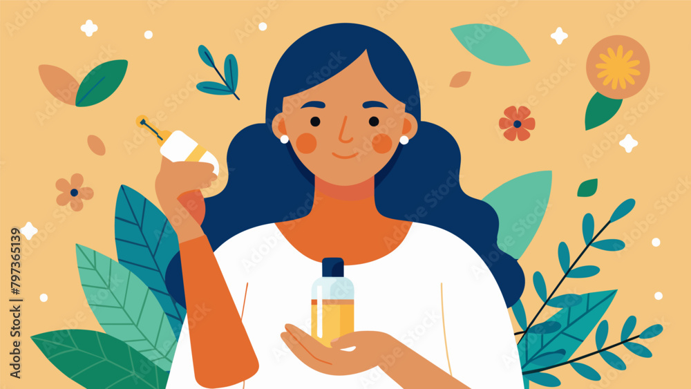 A person uses a facial oil with luxurious ingredients like rosehip and jojoba to seal in moisture and leave their skin feeling hydrated and radiant.. A person uses a facial oil with luxurious ingredients like rosehip and jojoba to seal in moisture and leave their skin feeling hydrated and radiant..