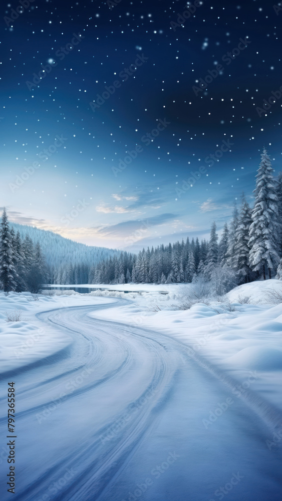 Fototapeta premium Landscape winter outdoors scenery.