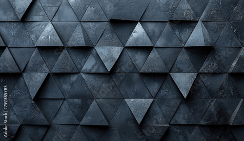 Abstract dark background with geometric shapes of triangles, minimalistic wallpaper. Created with Ai