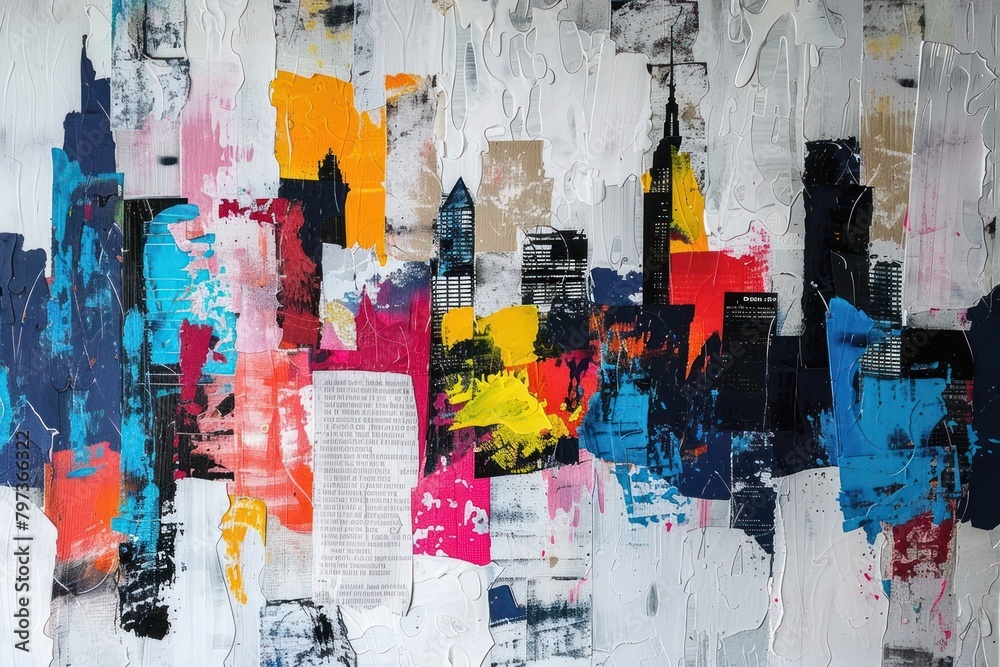 Fototapeta premium City art abstract painting.