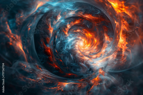 Fractal flames spiraling into infinity. photo