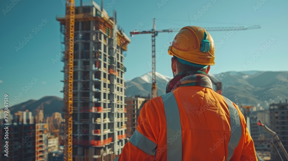 A construction worker wearing a yellow helmet A construction worker wearing a yellow helmet