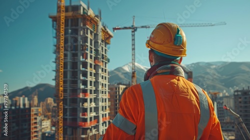 A construction worker wearing a yellow helmet