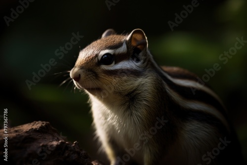 a chipmunk looking up