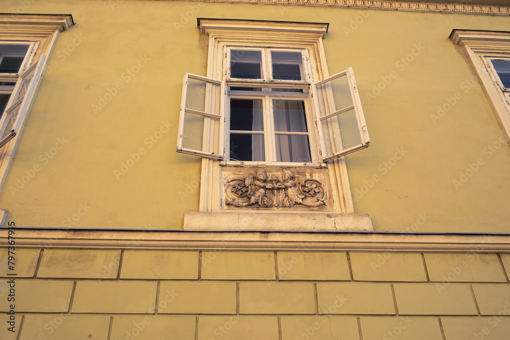 Facade of historic building in the city of Szekesfehervar.Hungary