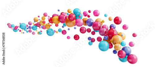 3D rendering colorful round shape bubble ball collection, transparent background.