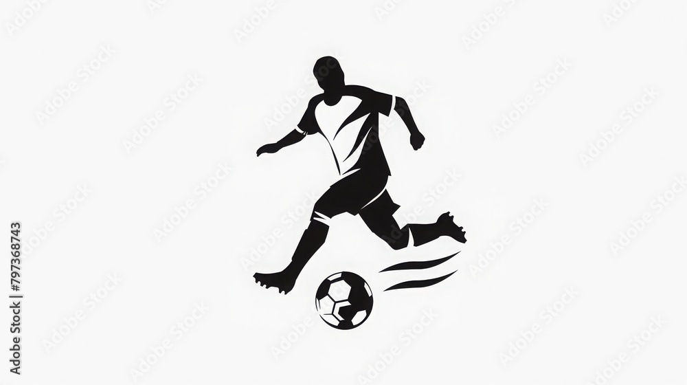 soccer football deisgn logo, minimal black and white logo, copy and text space, 16:9
