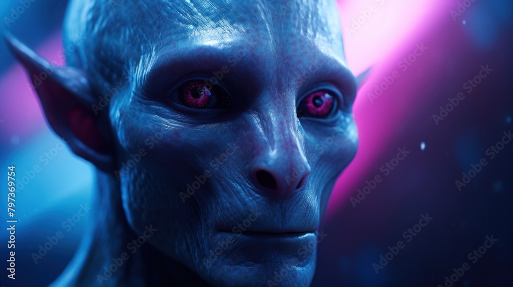 Obraz premium a close up of a blue alien