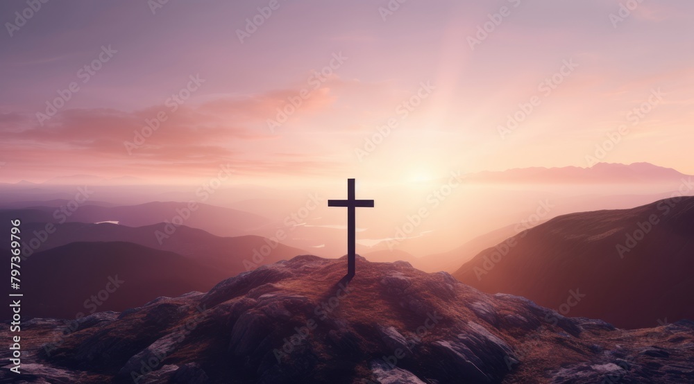 a cross on a mountain a cross on a mountain