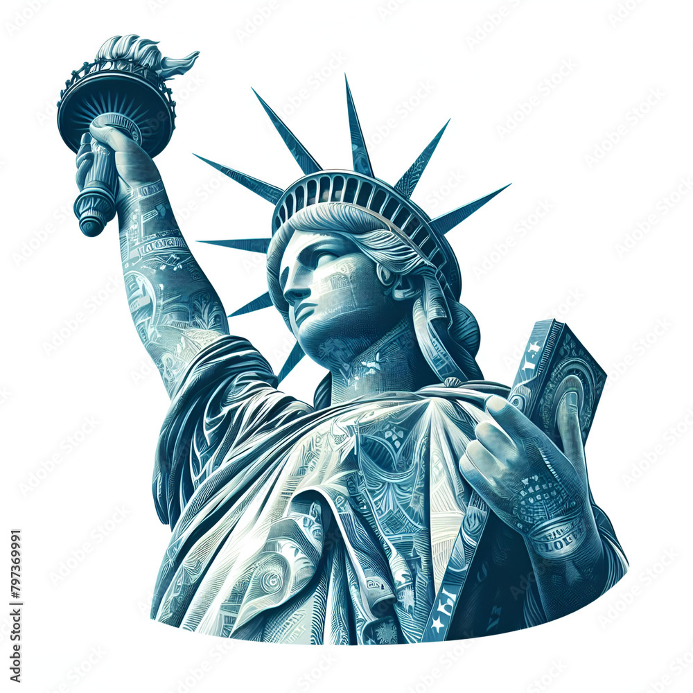 Obraz premium statue of liberty isolated on white background.