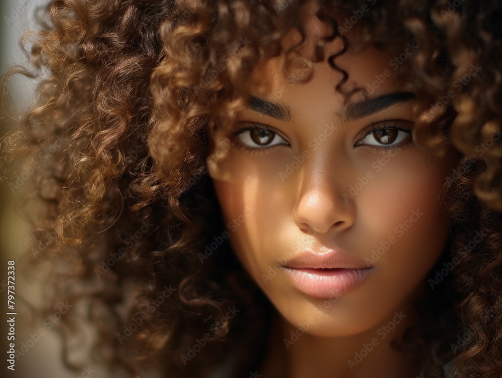 a woman with curly hair a woman with curly hair