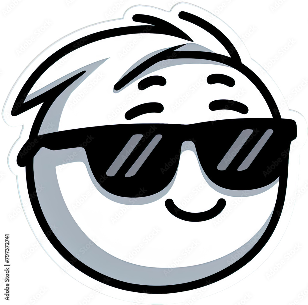 Eine minimalistische coole Vektor-Comicfigur als Sticker Eine minimalistische coole Vektor-Comicfigur als Sticker