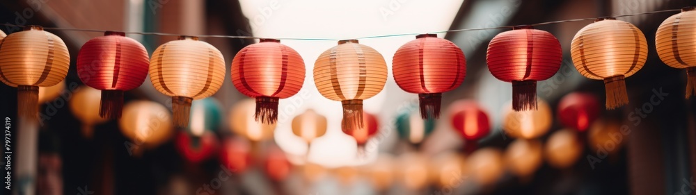 Fototapeta premium a group of lanterns from a string