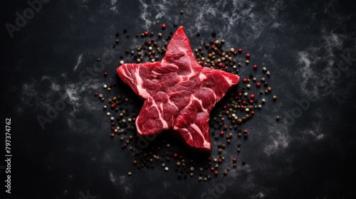 a piece of meat in a star shape with spices