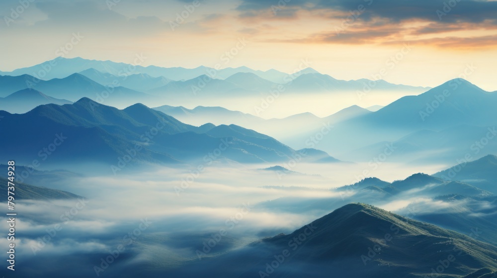 a landscape of mountains with clouds