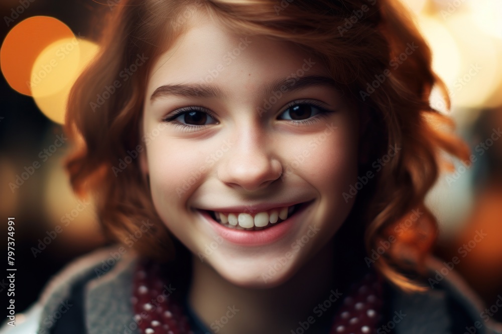 a close up of a smiling girl a close up of a smiling girl