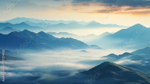 a landscape of mountains with clouds