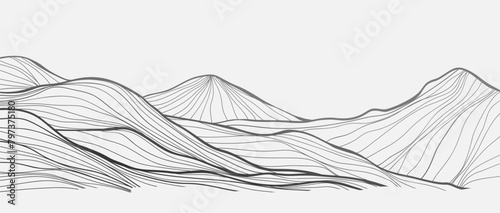 Hand drawn Mountain line arts illustration. Abstract mountain contemporary aesthetic backgrounds landscapes. use for print art, poster, cover, banner © gina