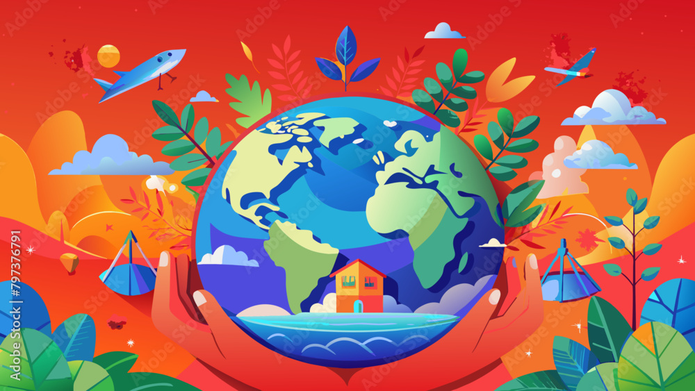 globe, holding, nature and environmental protection for poster, banner or background.Hold the World in Your Hands: Nature & Environment Protection.Our Planet, Our Future: Protect the Earth. the eco