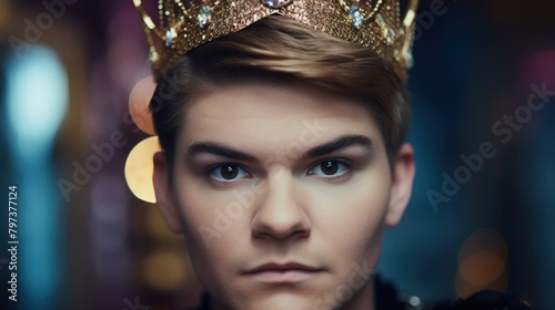 a man wearing a crown