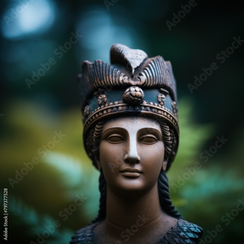 a statue of a woman wearing a crown