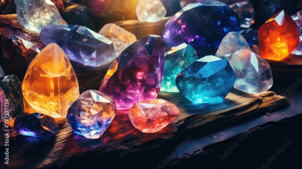 a group of colorful crystals a group of colorful crystals