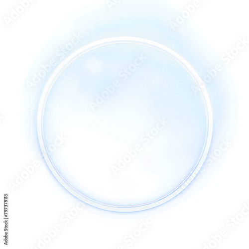 The white light particles circle are sprinkled in the air to form a thin isolated on transparent png. 