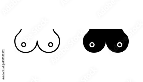 Boob vector icon set, breast symbol. Modern, vector illustration on white background