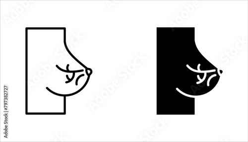 Boob vector icon set, breast symbol. Modern, vector illustration on white background