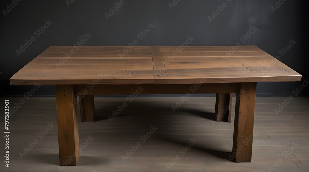 Fototapeta premium Solid wooden table with a worn and weathered look.generative.ai