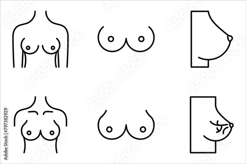 Boob vector icon set, breast symbol. Modern, vector illustration on white background