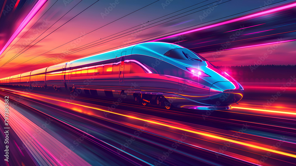 Futuristic Bullet Train in Motion Futuristic Bullet Train in Motion