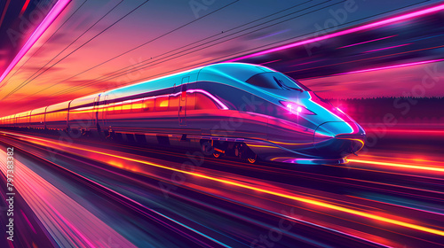 Futuristic Bullet Train in Motion