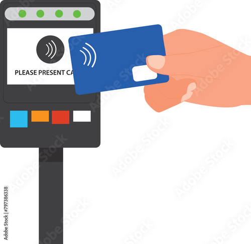 pay merchant hands credit card flat vector illustration payment edc electronic data capture transaction point of sales pos
