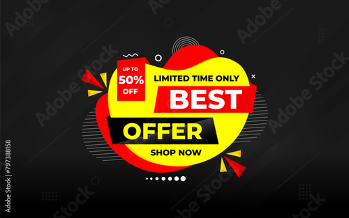 Best Offer sale banner vector template. Offer banner. Sale offer and discounts background, Offer Promotion marketing poster design for web and Social. Vector Illustration.