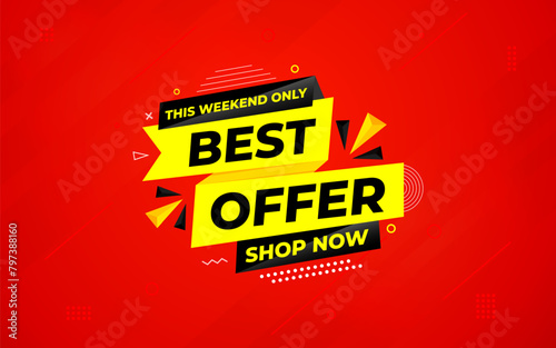 Best Offer sale banner vector template. Offer banner. Sale offer and discounts background, Offer Promotion marketing poster design for web and Social. Vector Illustration.